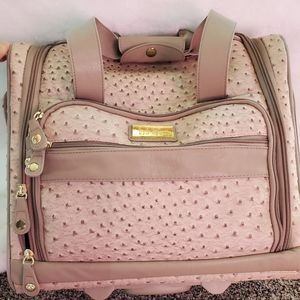 Nicole Miller carry on wheel luggage faux ostrich
